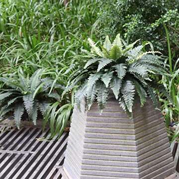 Artificial Ferns for Outdoors, Set of 2 Bouquets 33" Diam Large Fake Ferns Faux Boston Fern Bush Plant for Indoors Home Garden Porch Windowsill Entrance Farmhouse Decor Arrangement