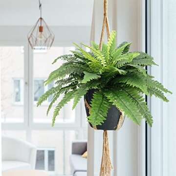 Artificial Ferns for Outdoors, Set of 2 Bouquets 33" Diam Large Fake Ferns Faux Boston Fern Bush Plant for Indoors Home Garden Porch Windowsill Entrance Farmhouse Decor Arrangement