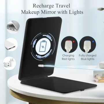 Compact FUNTOUCH Travel Makeup Mirror with Bright LEDs