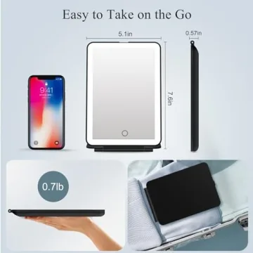 Compact FUNTOUCH Travel Makeup Mirror with Bright LEDs