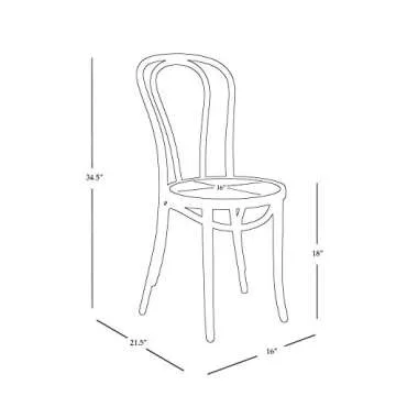 1018 Hairpin Bentwood Chairs, Modern Dining Room, Coffee Shop, Cafe, Kitchen Bistro, or Vanity Seating, Natural Handcrafted Wood Frame, Rustic Indoor Furniture | Unfinished, Set of 2 Fully Assembled