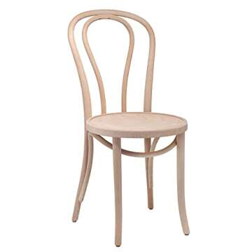 1018 Hairpin Bentwood Chairs, Modern Dining Room, Coffee Shop, Cafe, Kitchen Bistro, or Vanity Seating, Natural Handcrafted Wood Frame, Rustic Indoor Furniture | Unfinished, Set of 2 Fully Assembled