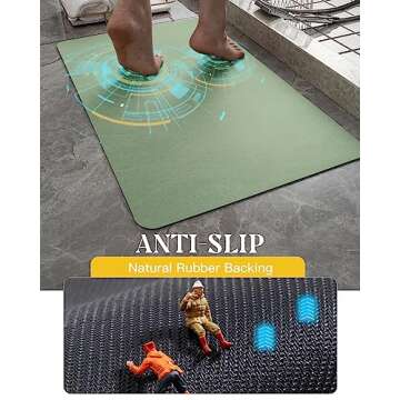 MontVoo -Bath Mat Rug-Rubber Backing Non Slip Quick Dry Absorbent Thin Bathroom Rugs Fit Under Door-Faux Suede Surface Bathroom Floor Mats-Shower Rug for in Front of Bathtub Shower Sage Green 17"x59"