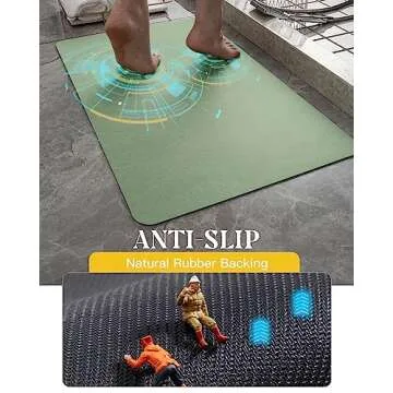 MontVoo -Bath Mat Rug-Rubber Backing Non Slip Quick Dry Absorbent Thin Bathroom Rugs Fit Under Door-Faux Suede Surface Bathroom Floor Mats-Shower Rug for in Front of Bathtub Shower Sage Green 17"x59"