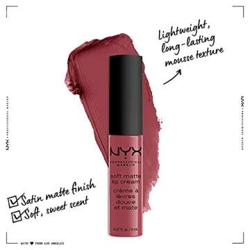 NYX PROFESSIONAL MAKEUP Soft Matte Lip Cream, Lightweight Liquid Lipstick - Budapest (Deep Mauve Wit...