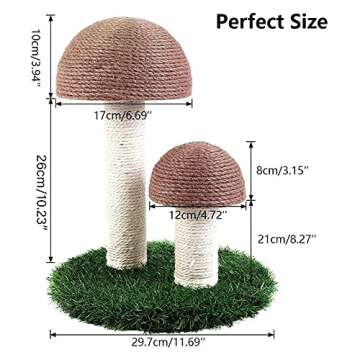 Suvuo Cat Scratching Post, Mushroom Scratching Post for Kittens & Cat, Natural Sisal Cat Scratchers ...