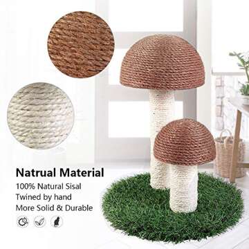 Suvuo Cat Scratching Post, Mushroom Scratching Post for Kittens & Cat, Natural Sisal Cat Scratchers for Indoor Cats (Brown)