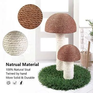 Suvuo Cat Scratching Post, Mushroom Scratching Post for Kittens & Cat, Natural Sisal Cat Scratchers for Indoor Cats (Brown)