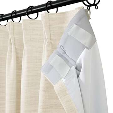 TWOPAGES Ivory Faux Linen Blackout Curtain Thermal Insulated Drape with Pinch Pleat and Back Tab Tex...