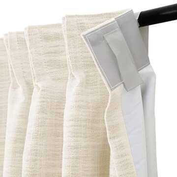 TWOPAGES Ivory Faux Linen Blackout Curtain Thermal Insulated Drape with Pinch Pleat and Back Tab Textured Privacy Protection Energy Saving Curtain for Bedroom (52Wx84L, 1 Panel)