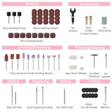 WORKPRO Pink 12V Cordless Rotary Tool Kit, 5 Variable Speeds, Powerful Engraver, Sander, Polisher, 114 Easy Change Accessories, Craft Tool for Handmade and DIY - Pink Ribbon