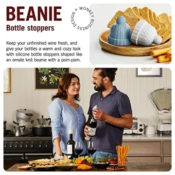 Monkey Business Beanie Wine Stopper - Fun and Cute Wine Accessory