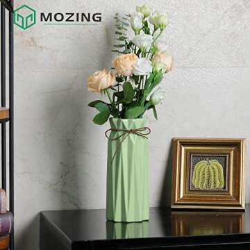 Mozing Ceramic Flower Vase for Home Decor - Modern 9.8 inch Tall Decorative Vases for Flowers - Shelf, Table Centerpieces, Kitchen Unique Decor for Rustic Farmhouse Living Room, Gift (Green)
