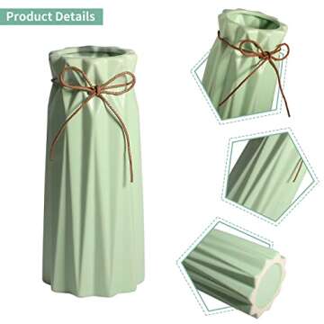 Mozing Ceramic Flower Vase for Home Decor - Modern 9.8 inch Tall Decorative Vases for Flowers - Shelf, Table Centerpieces, Kitchen Unique Decor for Rustic Farmhouse Living Room, Gift (Green)