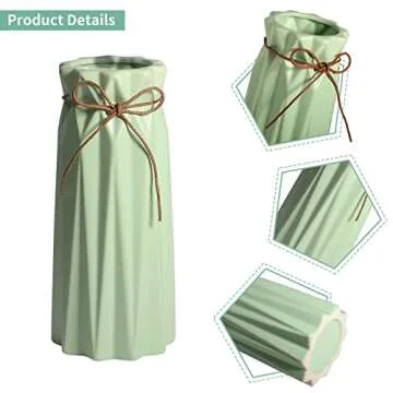 Mozing Ceramic Flower Vase for Home Decor - Modern 9.8 inch Tall Decorative Vases for Flowers - Shelf, Table Centerpieces, Kitchen Unique Decor for Rustic Farmhouse Living Room, Gift (Green)