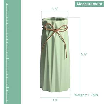 Mozing Ceramic Flower Vase for Home Decor - Modern 9.8 inch Tall Decorative Vases for Flowers - Shelf, Table Centerpieces, Kitchen Unique Decor for Rustic Farmhouse Living Room, Gift (Green)