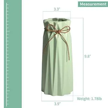 Mozing Ceramic Flower Vase for Home Decor - Modern 9.8 inch Tall Decorative Vases for Flowers - Shelf, Table Centerpieces, Kitchen Unique Decor for Rustic Farmhouse Living Room, Gift (Green)