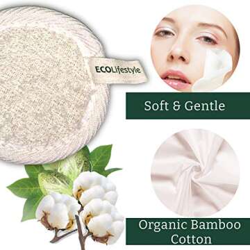 Reusable Makeup Remover Pads - 16 Bamboo Reusable Cotton Rounds for Toner Reusable Cotton Pads for Face - Eco Friendly Products Zero Waste Sustainable Cloths Organic Pad - Eye Cleaner Removal all Skin