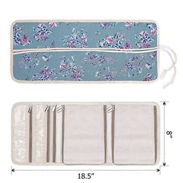 Teamoy Travel Jewelry Roll, Jewelry Storage Bag Organizer for Necklaces, Earrings, Bracelets, Rings, Brooches and More, Compact and Easy to Carry, Plum Flowers