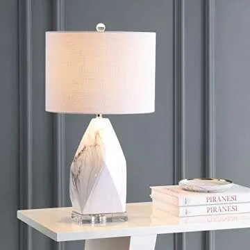 JONATHAN Y JYL3042A Oslo 25.5" Ceramic Marble/Crystal LED Table Lamp Contemporary Transitional Bedsi...
