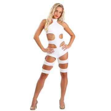 Authentic 5th Element Leeloo Thermal Bandages Halloween Costume for Women | Sci-Fi Classic Cosplay Outfit with Synthetic Wig - Officially Licensed Small White