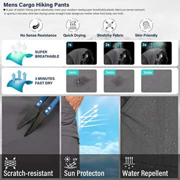 linlon Men's Quick Dry Lightweight Hiking Cargo Pants