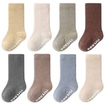 QandSweet Baby Boy Combed Cotton Socks Toddler Crew Sock Non-Skid for Newborn Infant Childrens (0-6 ...