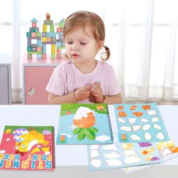 90shine 2PCS Easter Crafts for Kids Ages 4-8 Sticker Books Basket Stuffer Gift Create 22 Pictures