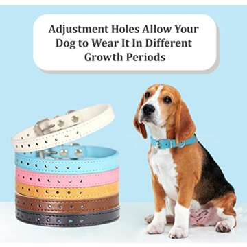 Puppy Collars for Litter - 14 Color Adjustable ID Collar Identification Leather Small Dog Collars fo...