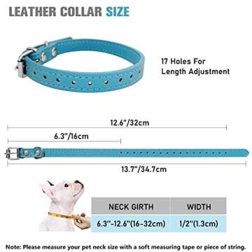 Puppy Collars for Litter - 14 Color Adjustable ID Collar Identification Leather Small Dog Collars for Puppy Medium Large Breed Dogs - Neck 6~13 Inches