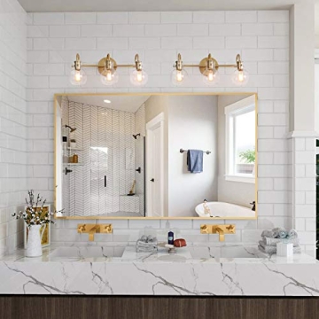 KSANA Gold Bathroom Vanity Light with Clear Glass Shade