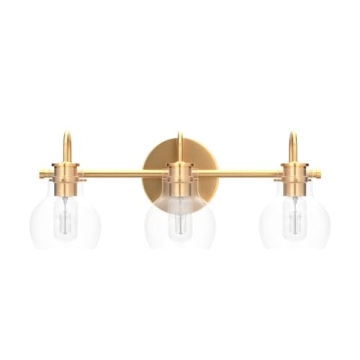 KSANA Gold Bathroom Vanity Light with Clear Glass Shade