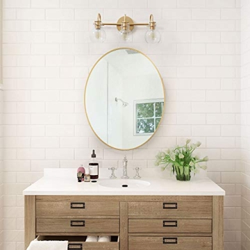 KSANA Gold Bathroom Vanity Light with Clear Glass Shade