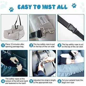 Aidou Dog car seat, Dog Booster seat for Small Medium Large Dogs Cats,pet Travel Booster seat, Dog Safety Car Seat with Storage,Dog car Bed Dual-use for car and Home (Small Grey)