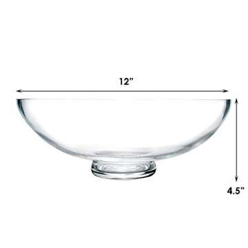 CYS EXCEL Glass Decorative Footed Bowl (H:4.5" D:12") | Fruit Display Bowl | Terrarium Bowl | Compot...