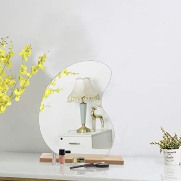 2pcs Irregular Acrylic Makeup Mirrors with Wooden Base