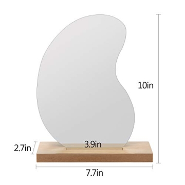 2pcs Irregular Acrylic Makeup Mirrors with Wooden Base