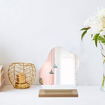 2pcs Irregular Acrylic Makeup Mirrors with Wooden Base