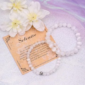 BONNY BOXX Unisex Selenite Stretch Bracelet for Wellness