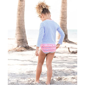 Girls UPF 50+ Long Sleeve Rash Guard Bikini - RuffleButts