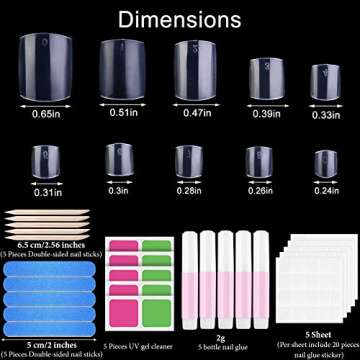 BBTO 500 Pcs Square Toe Nail Press Toe Nail Tips Toes Acrylic Nails Clear False Toenails Artificial ...