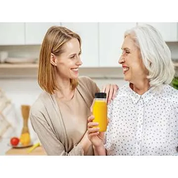 6 oz Plastic Juice Bottle Reusable Transparent Bulk Beverage Containers with Black Lids 6 Pcs for Juice, Drinking Milkshake Tea, Milk, Juicing Smoothie Water and Other Beverages, Fridge Storage