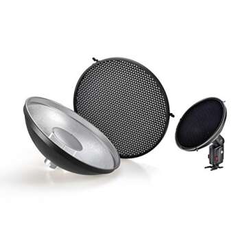 Godox AD-S3 Beauty Dish Reflector with Honeycomb Cover for Godox AD200PRO AD200 Pocket Flash Godox AD180 AD360 AD360II Flash Speedlite - Including Cleaning Kit