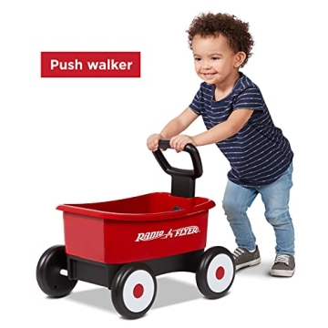 Radio Flyer Push & Pull Walker Wagon, 2-in-1 Wagon, Ages 1-4, Red Walker Toy