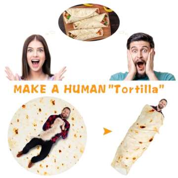 Gifts for Women Tortilla Blanket Adult Size 71 Inch, Graduation Gifts for Men and Women, Baptisms Gifts for Girl, Taco Food Burrito Blanket for Adult, Flannel Blanket Funny Gifts for Girlfriend