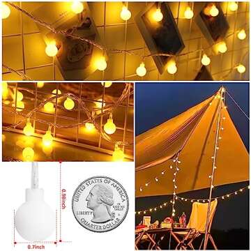 Battery Operated LED Globe String Lights, 2-Pack Total 52FT 120LEDs - Each 26FT 60LEDs 8 Mode Waterp...