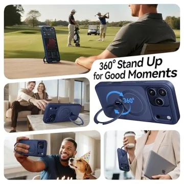 CASEKOO Blue iPhone 17 Pro Max Case with 360 Spin Stand