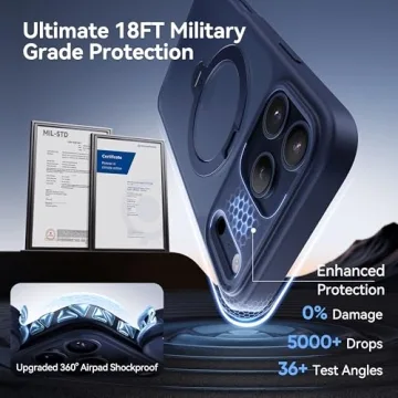 CASEKOO Blue iPhone 17 Pro Max Case with 360 Spin Stand
