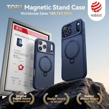 CASEKOO Blue iPhone 17 Pro Max Case with 360 Spin Stand