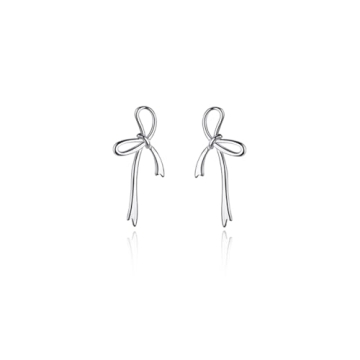 Charming Reffeer Solid 925 Sterling Silver Bow Stud Earrings for Women and Girls